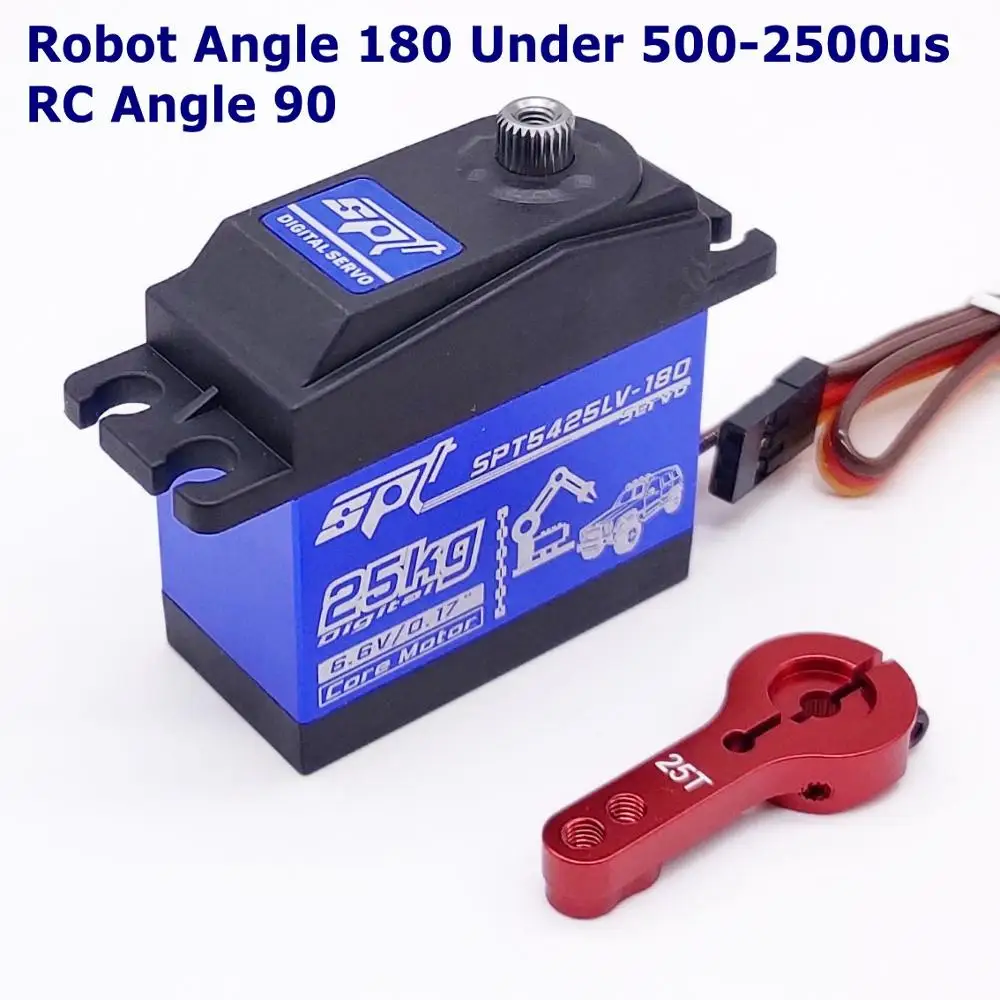25kg Angle 180 SPT5425LV 25 кг большой крутящий момент цифровой стандартный сервопривод водонепроницаемый для 1:8 1:10 RC автомобиль альпинист самолет металлический чехол - Цвет: 25kg Angle 180