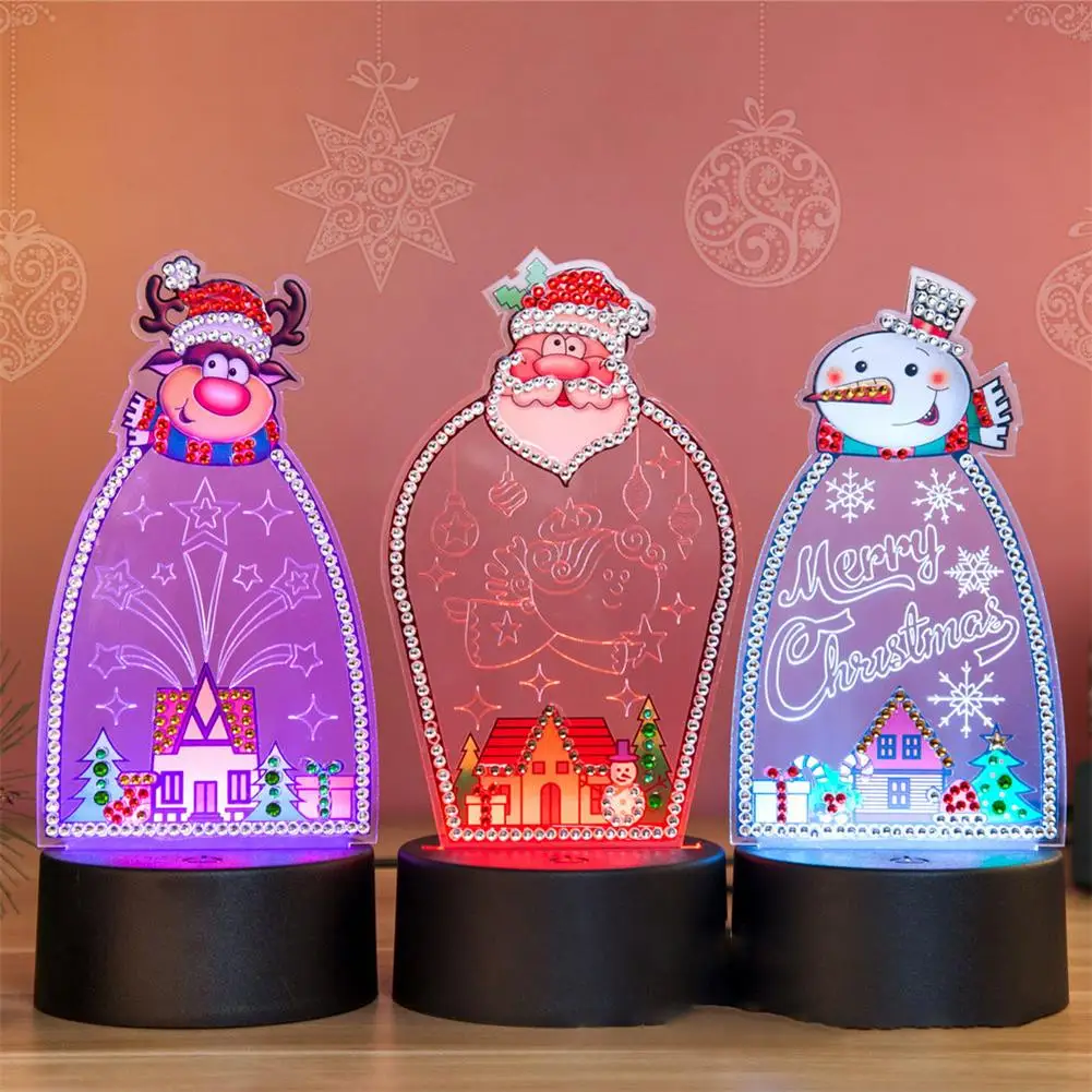 

DIY Diamond Painting LED Light Night Lamp Christmas Santa Claus Diamond Embroidery Desk Table Lamp Home Decor Christmas Gift