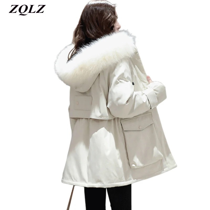 Женская куртка с капюшоном donna черная теплая хлопковая парка искусственным мехом