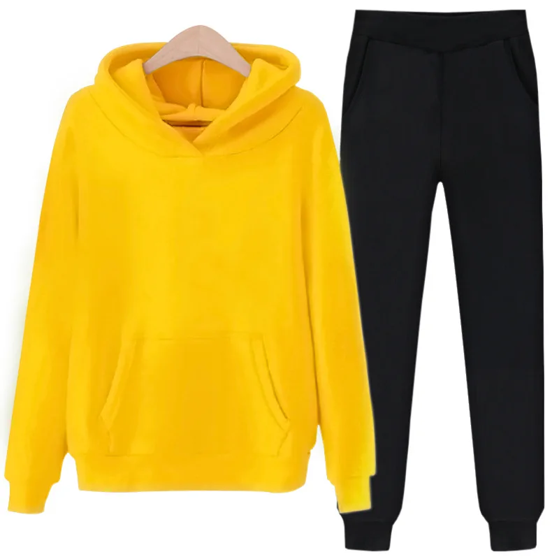 

Tracksuit Women Hoodies Sweatshirts Pant Suits Solid 2 piece sets womens outfits vetement femme 2021 Plus Size dresy damskie