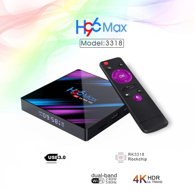 H96 Max RK3318 Android 10 0 Smart TV Box 4 Гб + 32G четырехъядерный процессор 4K HD 2 4G/5G Wi Fi пульт