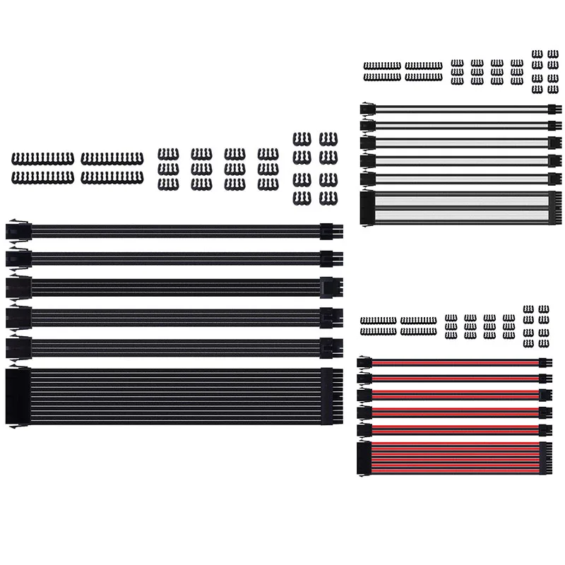 

Комплект удлинителей для кабеля без рукавов с дополнительной втулкой, разъем PSU, 24-контактный 8-контактный 6-контактный 4 + 4-контактный с греб...