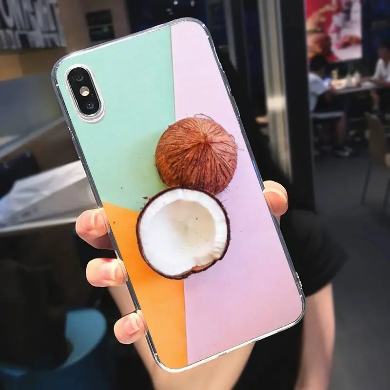

summer cool coconut Phone Case Transparent for iPhone 6 7 8 11 12 s mini pro X XS XR MAX Plus