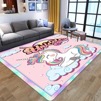 unicorn 3d printed carpet cartoon child bedroom play floor mat soft flannel memory foam girl room area rugs for home living room