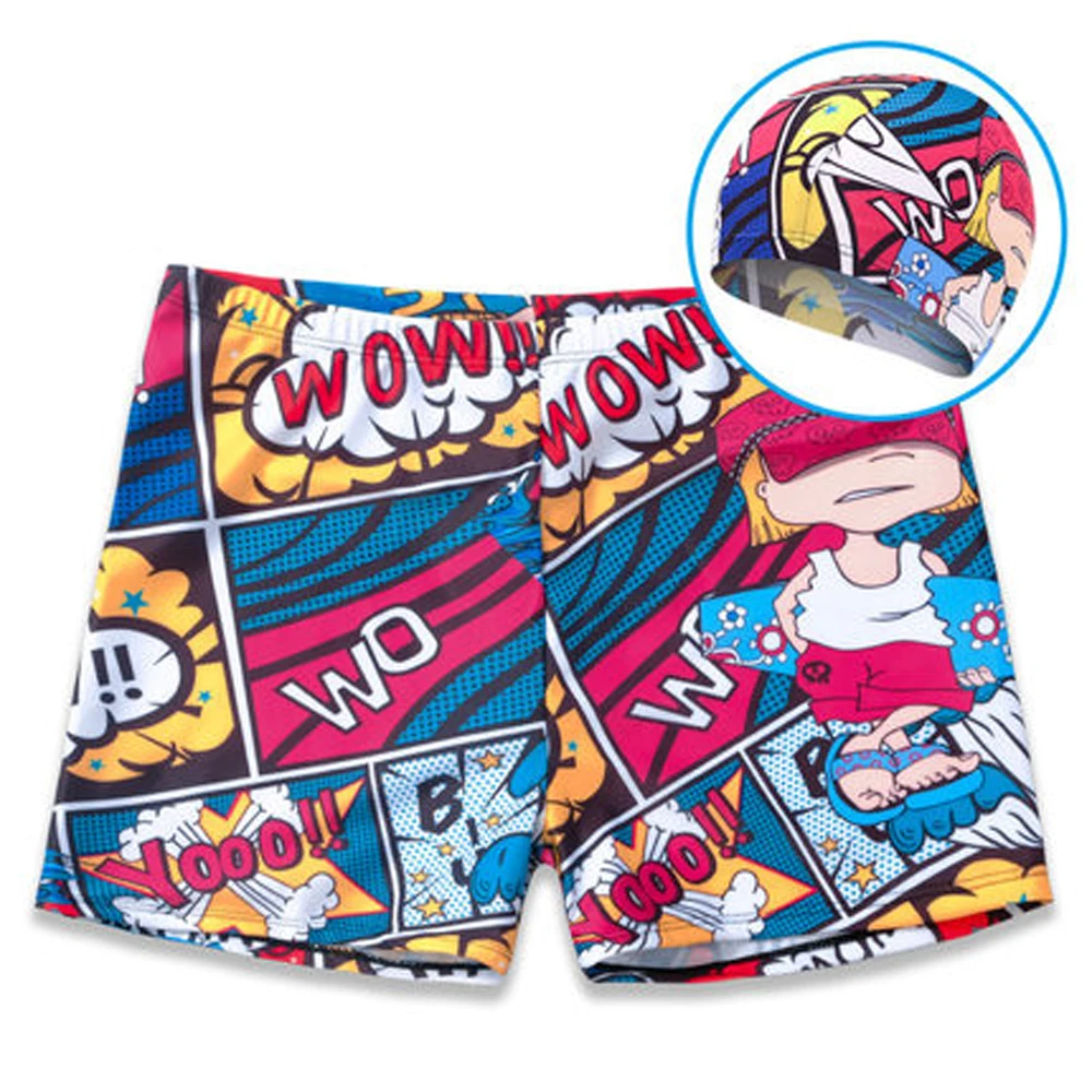 Мужские трусы-боксеры черные синие плавки для пляжа купальный костюм с шапками