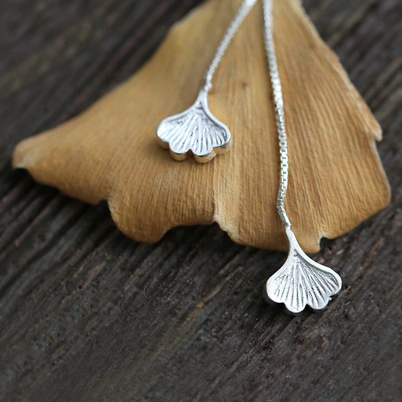 Новинка серебряные висячие серьги Ginkgo длинная цепочка 925 с кисточками Модная
