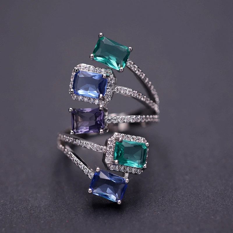 Роскошное циркониевое кольцо с камнем золотого цвета Свадебное обручальное