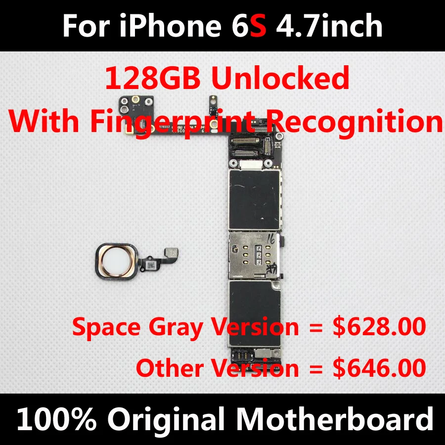 Оригинальная материнская плата для iPhone 6S 4,7 дюйма 128 ГБ Заводская разблокированная материнская плата с сенсорным ID IOS поддержка обновления