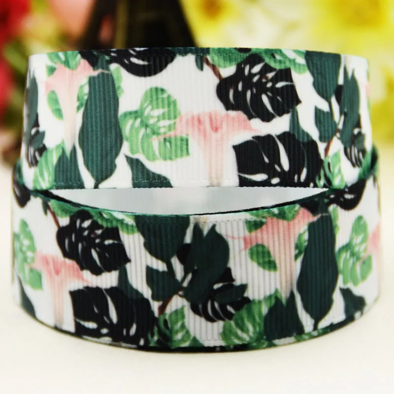 

22mm 25mm 38mm 75mm Leaf Cartoon printed Grosgrain Ribbon party decoration 10 Yards X-03823