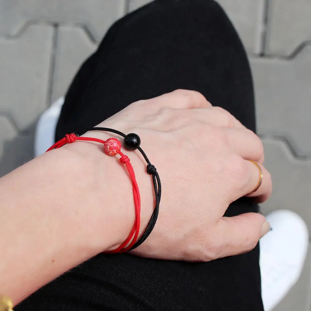 2 шт./компл. Парные браслеты для любителей Натуральный камень браслет из бисера Для мужчин Для женщин Красная Нить Браслет с круглыми бусинами Homme Для Мужчин, Ювелирные изделия в качестве подарка