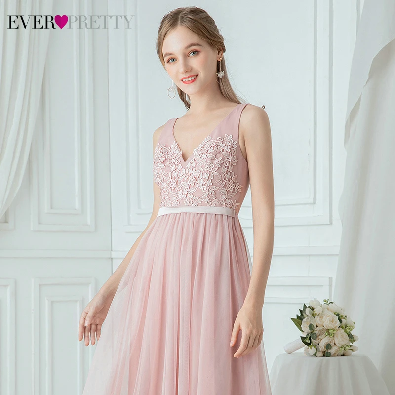 Платья подружек невесты Ever Pretty трапециевидные платья из тюля без рукавов с