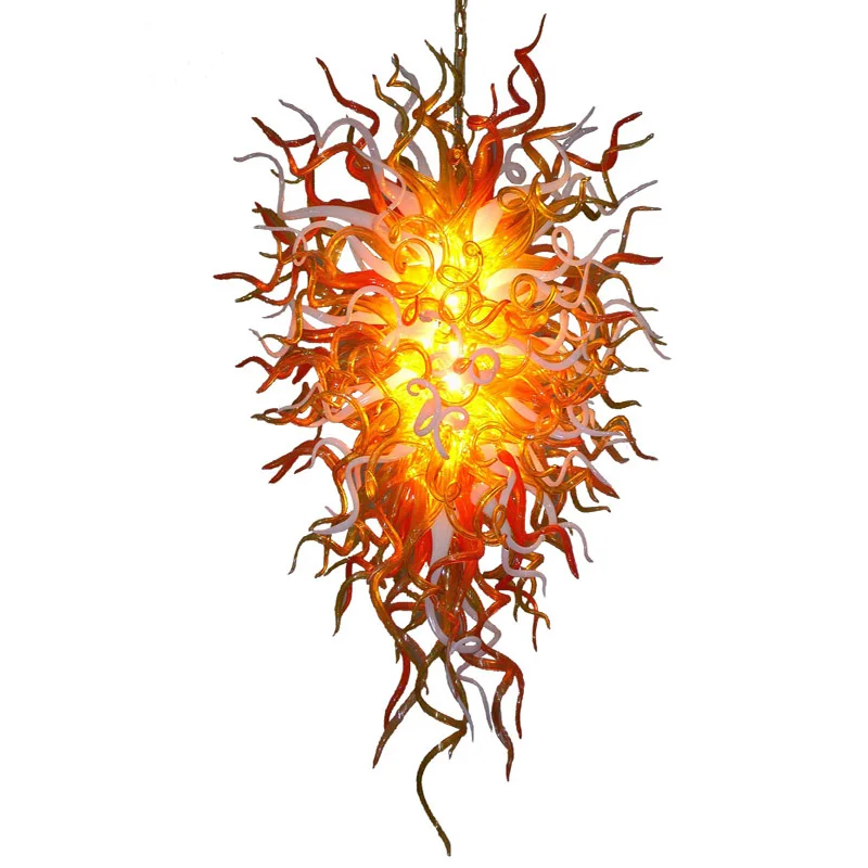 

Modern High Hanging Chain Pendant Lamp LED Light Source Handmade Blown Murano Glass Art Chandelier 28 by 52 Inches