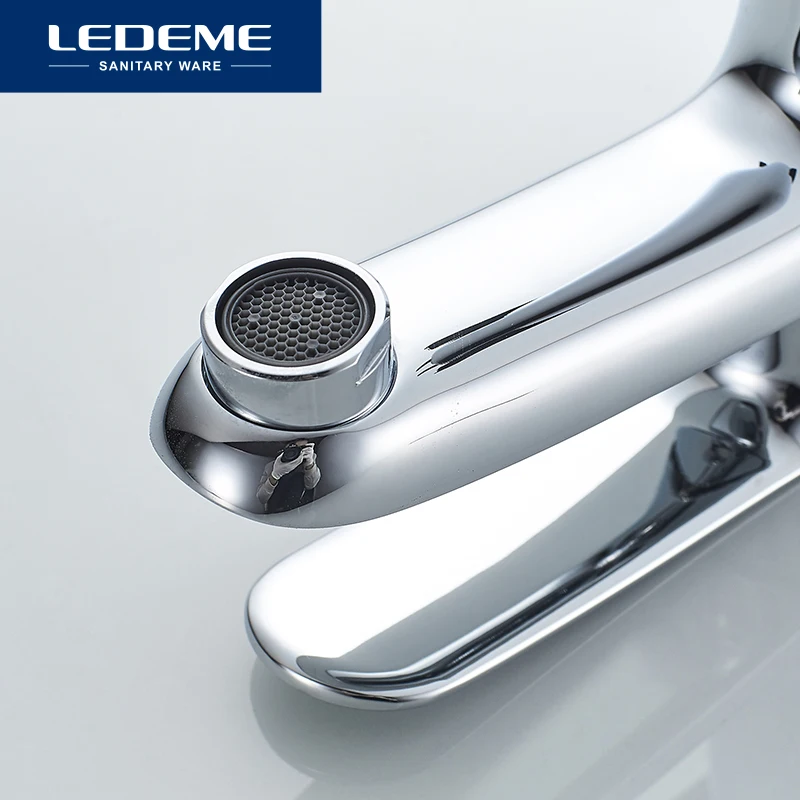 Смеситель для раковины LEDEME L1072 хромированный кран с одной ручкой ванной