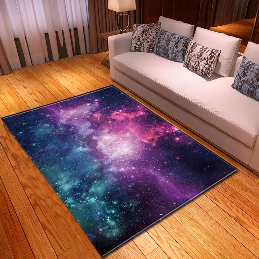 3D Galaxy Universe Star Rug Bedroom Kids Room Play Mat Carpet Flannel Dining Table Sofa Area Rugs Large Living | Дом и сад