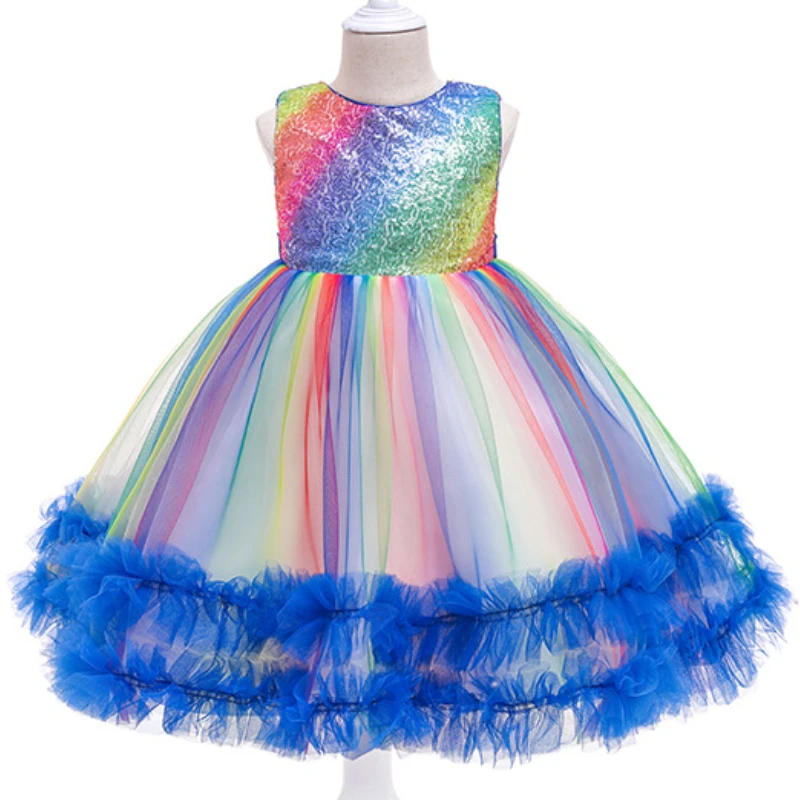 

Girls Dress Unicorn Costume Fancy Up Christmas Kids Sequin Pastel Rainbow Tutu Birthday Princess Cosplay Costumes Party Dresses