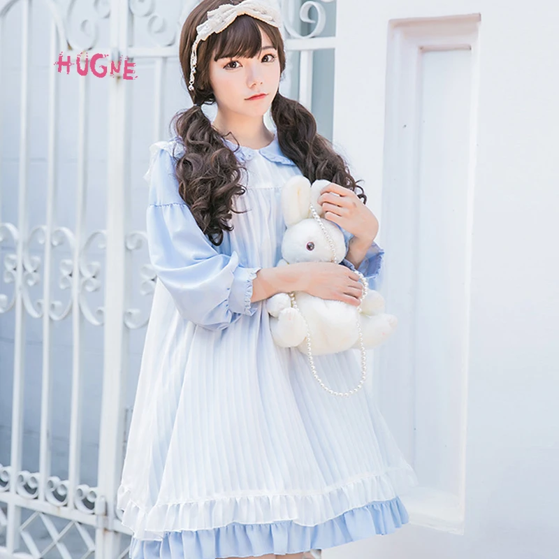 

Sweet Loose High Waist Dress Lolita Casual Dress with Lantern Sleeves