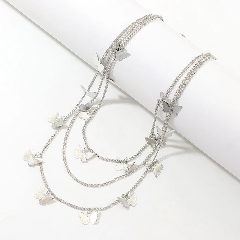 

2Colors Trousers Jewelry Punk Street Butterfly Belt Waist Chain Multi Layer HipHop Keychain Women Pants Chain