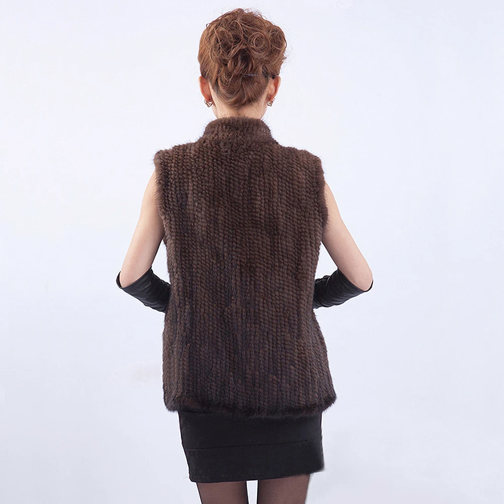 Новинка роскошный вязаный жилет из натурального меха норки женский 100%
