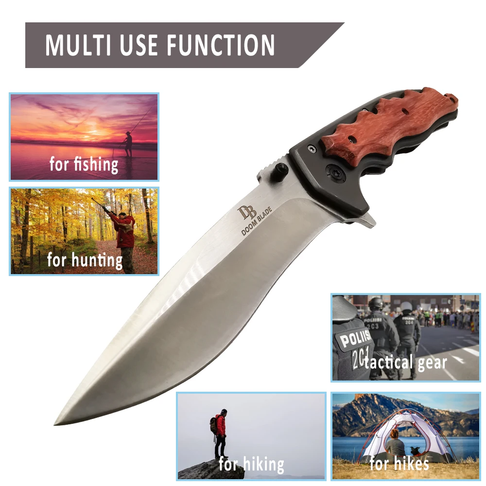 230 см (9 дюймов) складной нож 57HRC острый из нержавеющей стали деревянная