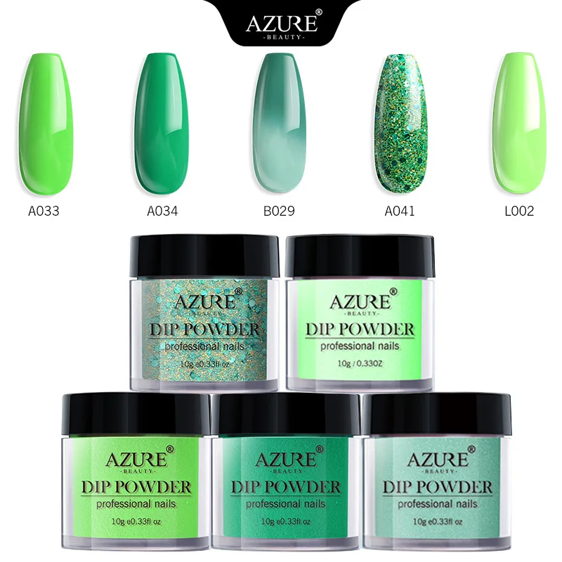Azure Beauty 5 шт./лот зеленый цвет серия система погружения пудра для дизайна ногтей
