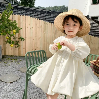 

Spring Autumn Children Clothing New Cute Children Dress Kids Baby Girls Dress Long-Sleeved Princess Dress Lapel Child Dress