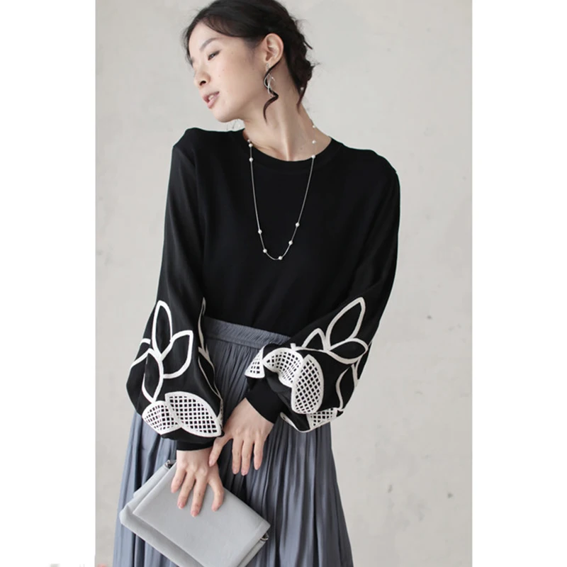 Весна Осень 2020 женская блузка из хлопка с высоким воротом свободная рубашка