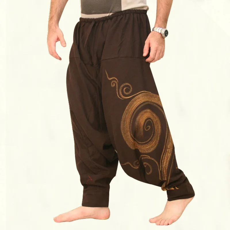 Men's Casual Elastic Waist Baggy Hippie Yoga Harem Pants Men Boho Gypsy Aladdin Alibaba | Мужская одежда