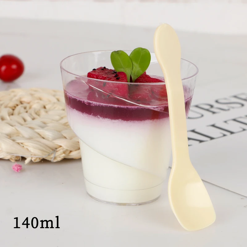 

50pcs Creative spiral cup mousse cup disposable sawdust cup yogurt pudding dessert cup cake tiramisu pastry cup with spoon 140ml
