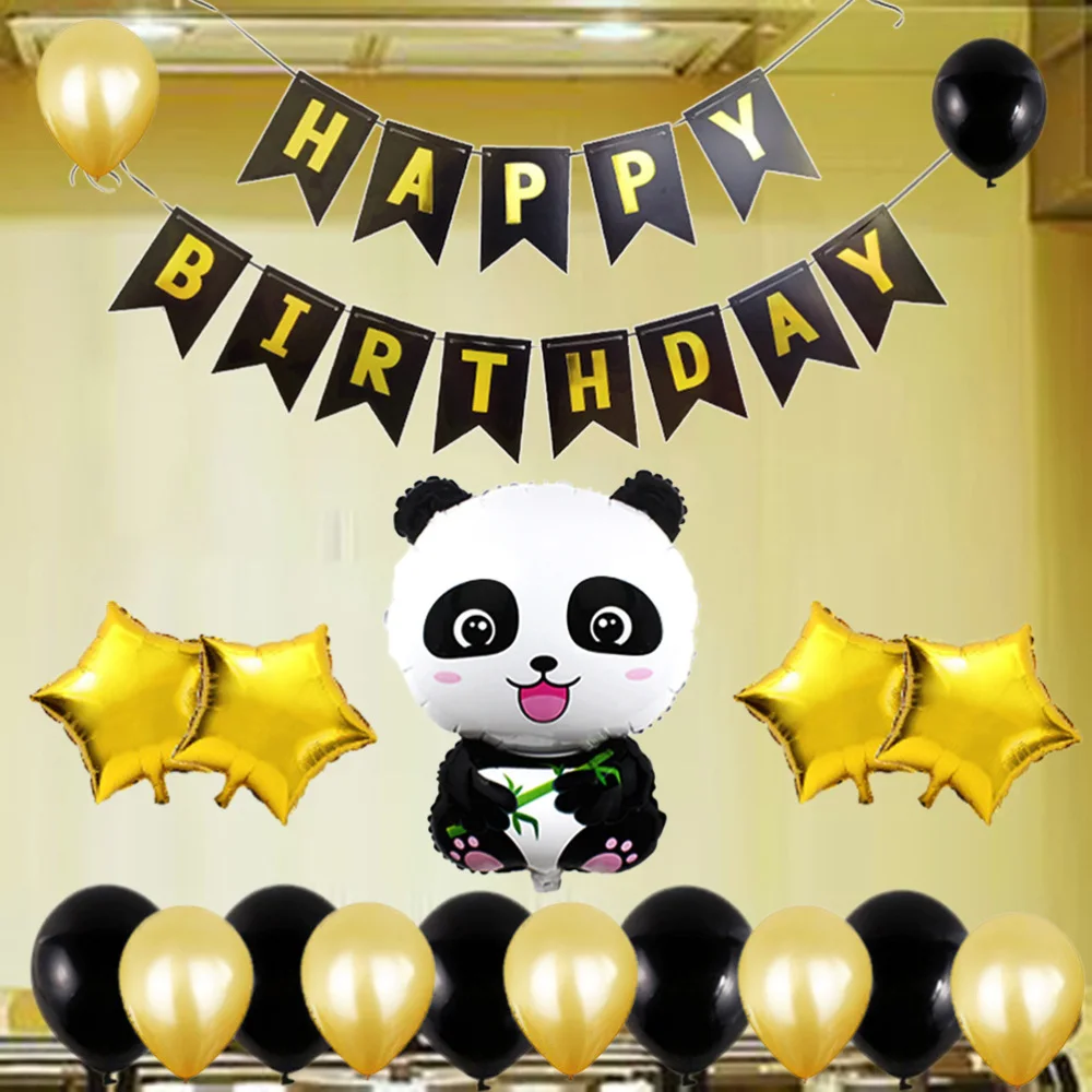 

Panda Theme Foil Balloon Beautiful Star Banner Decor Balloon for Birthday Festival Party (Golden Pattern)