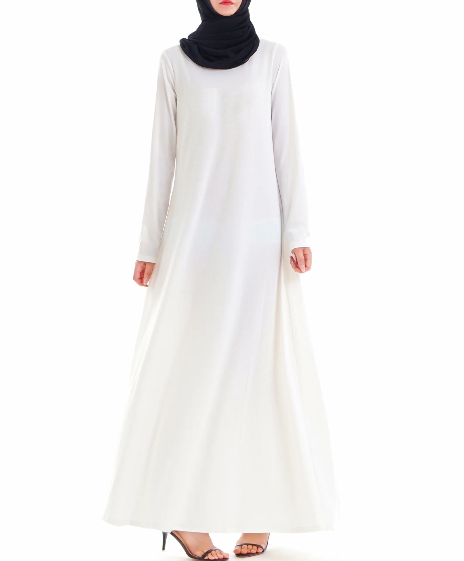 muslim solid basic bottoming dress women 95% cotton simple inside dresses dubai arab turkish caftan hijab islamic clothing | Женская