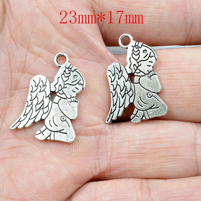 5 шт. 24*14 мм античный серебряный цвет сплав Летающий угол дух фея с крыльями