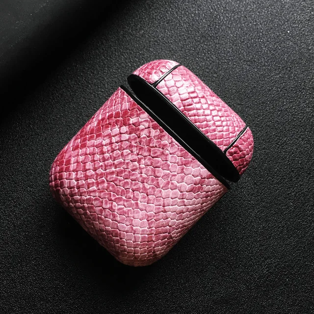 Snake-LighPink Змеиная кожа наушники из искусственной кожи чехол для Apple Airpods Bluetooth гарнитура защитный противоударный чехол для Air Pods сумки для хранения - Цвет: Snake-LighPink