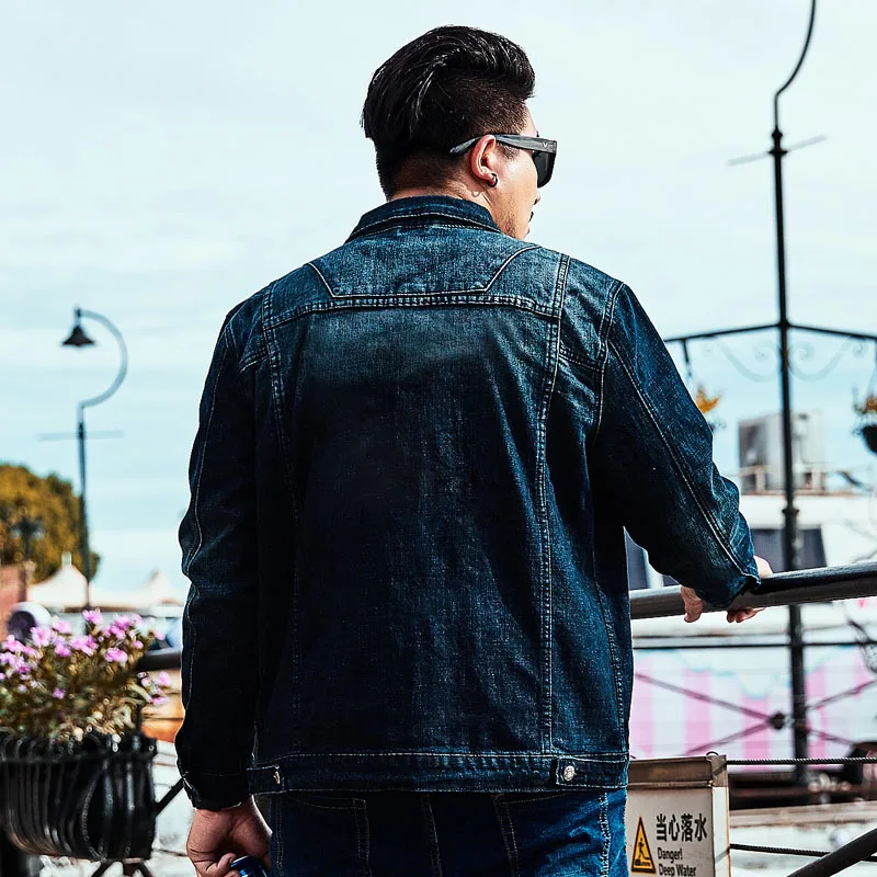Denim Jacket 97% Cotton Jackek For Men's Thick Casual super large coat Mens Fat Guys Large plus size 2XL -5XL6XL7XL8XL | Мужская