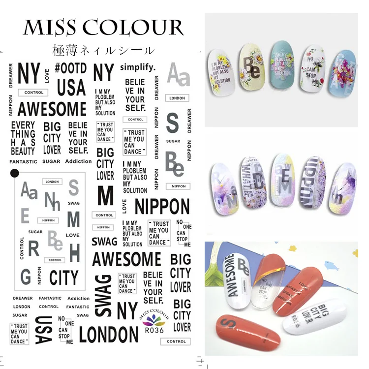 

Nail Adhesive Sticker DIY Black Abstract Image Nail Art Paper Decoration Manicure Tattoos Creative Designs Watermark Decals Tool