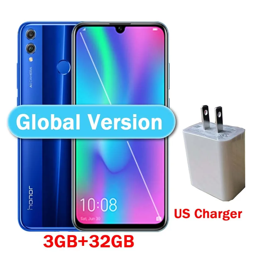 Global 3G 32G D-blue Honor 10 Lite, 4G, мобильный телефон, Android 9,0, 6,21 дюйма, FHD, 2340X1080, двойной шрифт, задняя камера 24 МП, AI камера, отпечаток пальца, 710, Восьмиядерный - Цвет: Global 3G 32G D-blue