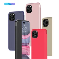clear view flip case for apple iphone 12 11 pro max leather phone case with kickstand for iphone xs max xr x 8 7 6 6s plus cover