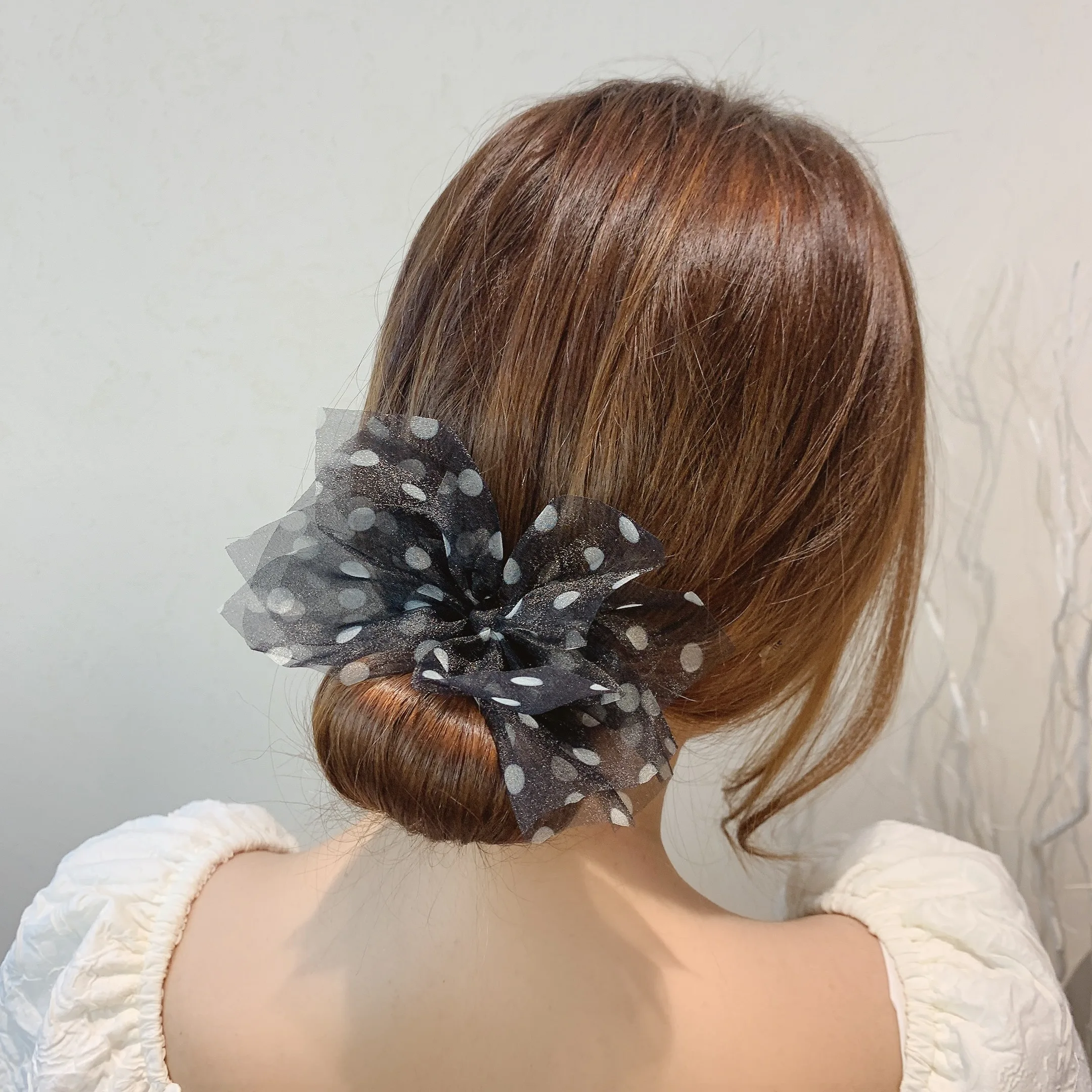 

Tt2020 New Bun Polka Dot Bow Lazy Pearl Rhinestone Braided Hairstyle Artifact