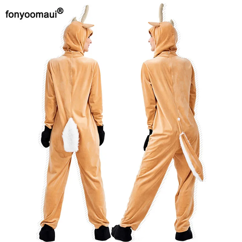 Комбинезон для косплея взрослых женщин детей Хэллоуин Рождество животное лось