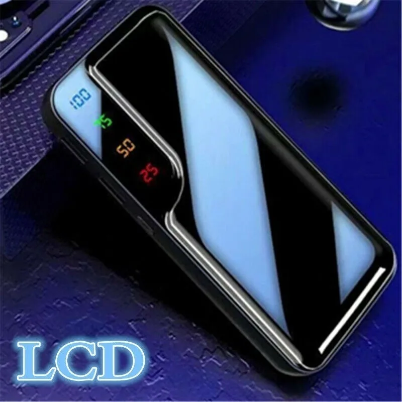 Внешний аккумулятор 30000 мАч цифровой дисплей с зеркальным экраном 2 USB быстрое