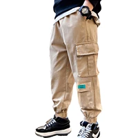 5 12y kids boys jogger pants cotton pure color elastic waistband cargo pants sweatpants children trousers hip hop dance wear