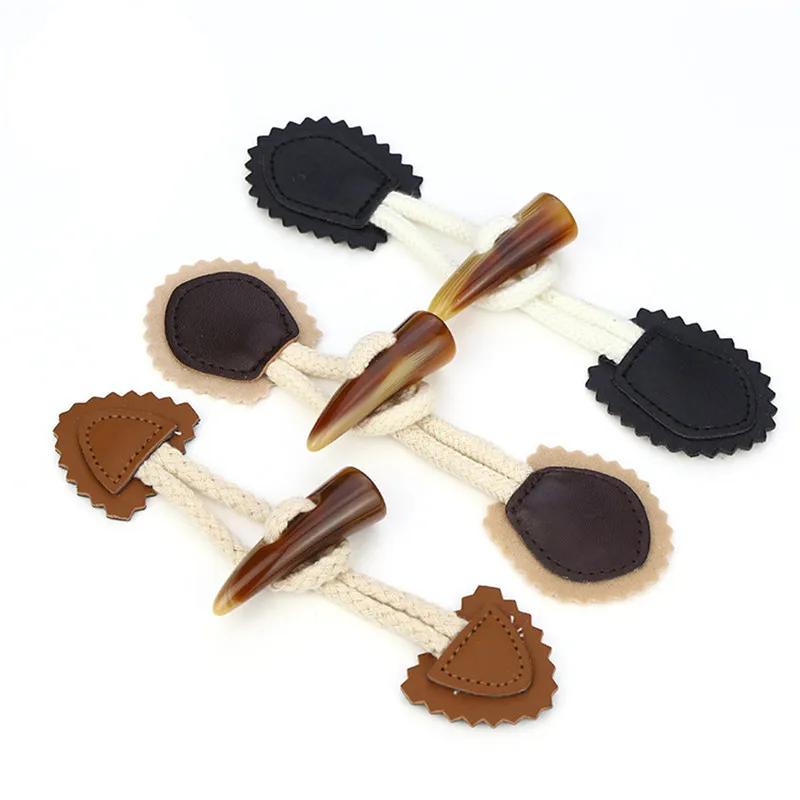 1Pair Leather Resin Horn Toggle Closure Coat Jacket Duffle Clip Pin Holder Sewing Fasteners Cardigan Wrap Shawl DIY Accessories | Дом и сад