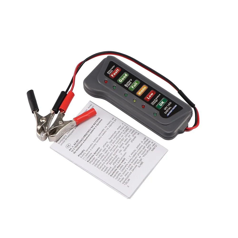 12V Digital Car Auto Tester Alternator 6 LED Light Diagnostic Tool For Truck Motorcycle Bike Lead Acid Lithium Battery |