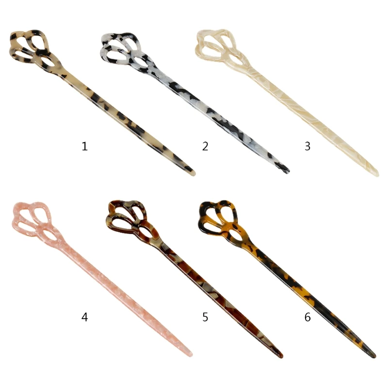 

French Style Hollow Out Long Hair Stick Fork Clip Cellulose Acetate Tortoise Shell Chopstick Hairpin Updo Chignon Pin Bun M7DD