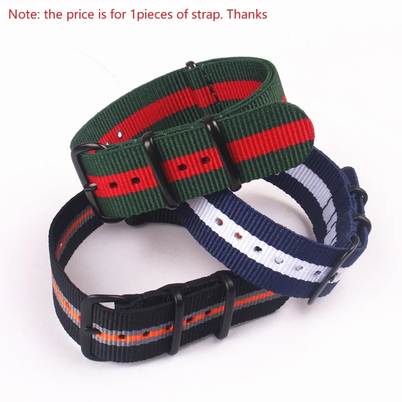 Nato Solid PVD Black Buckle Stripe Orange Wholesale zulu 18mm 20mm 22mm 24mm Watchband Watches Strap Band Belts