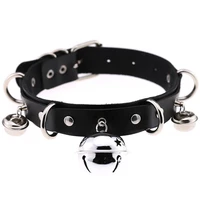 punk sexy handmade gothic choker neck trend punk leather collar belt necklace with bells club party goth jewelry wholesale