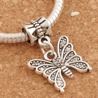 butterfly flower animal big hole charm beads 15 5x25mm 100pcs zinc alloy fit european bracelet b1117