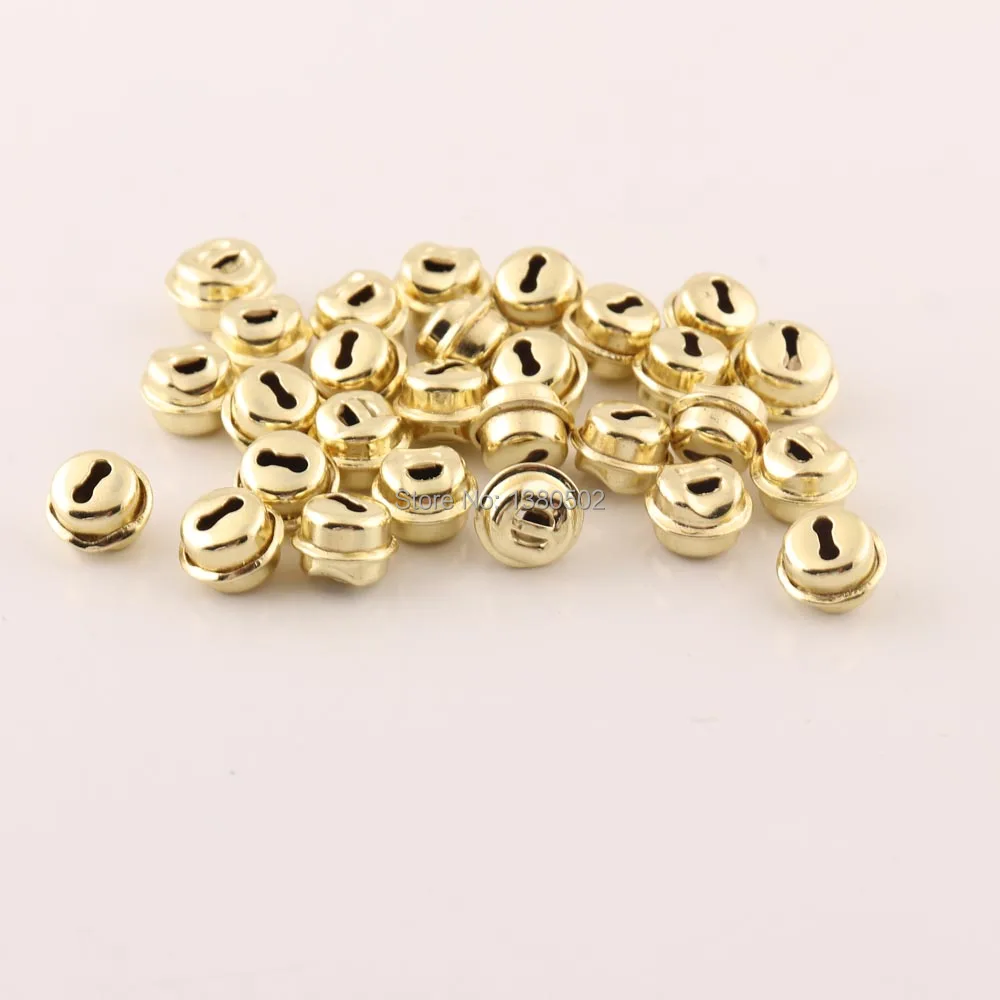 

100 шт./лот 10 мм металлический колокольчик золотого цвета колокольчик маленькие колокольчики ювелирные изделия подвеска браслет Рождествен...