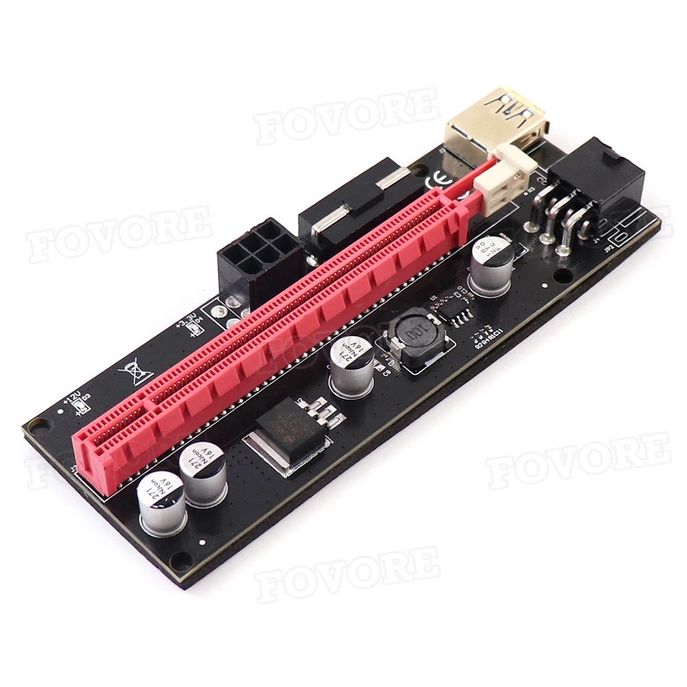 VER009S PCIe Riser Card 009S PCI-E PCI Express 1X to 16X Extender 0.6M USB 3.0 Cable SATA 6Pin Power For Video NEW | Компьютеры и офис