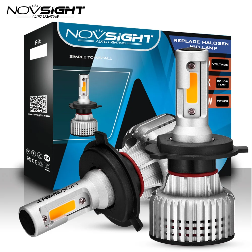 Novsight 3000K Золотой желтый супер яркий h4 h7 светодиодный светильник 12V 72w 10000lm h8 h9 h11 hb3