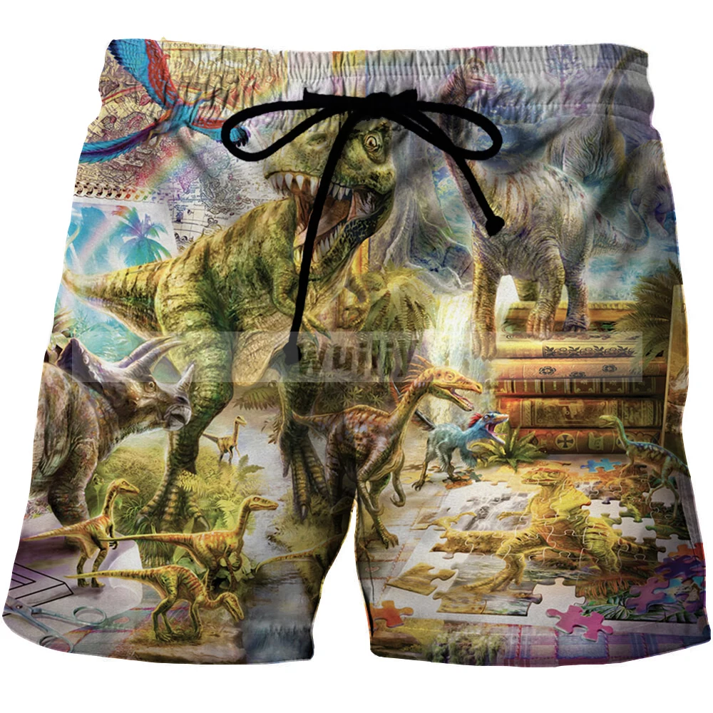

Tyrannosaurus Graphic Beach Shorts For Men 3D Pattern Dinosaur Boardshorts Men/Women Short Pants